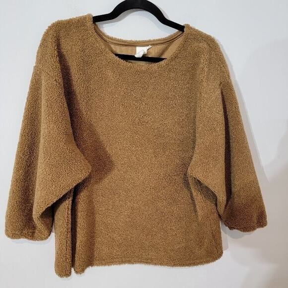 ADYP Nordstrom Sweater Pullover Women's Sz Large Sherpa Tan Jumper - Picture 1 of 11